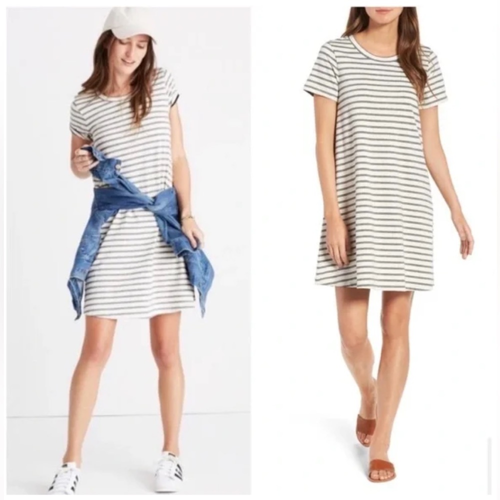 MADEWELL | Striped Short Sleeve Knit T-Shirt Dress Size L